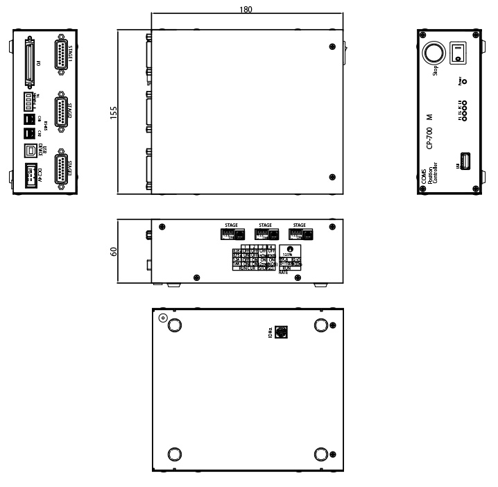 マイクロステップドライバ内蔵型3軸コントローラ　CP-700M 外形図